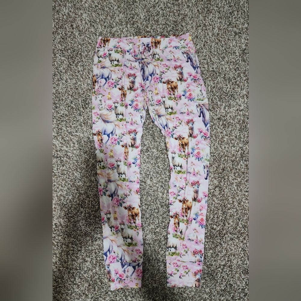 Bums & Roses Floral and Animal Print Leggings Size Medium